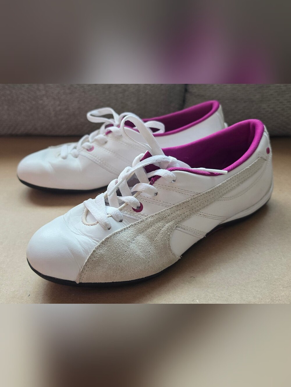 Puma Jet Cat Lo LEA White & Silver Leather Sneakers – Women’s 10